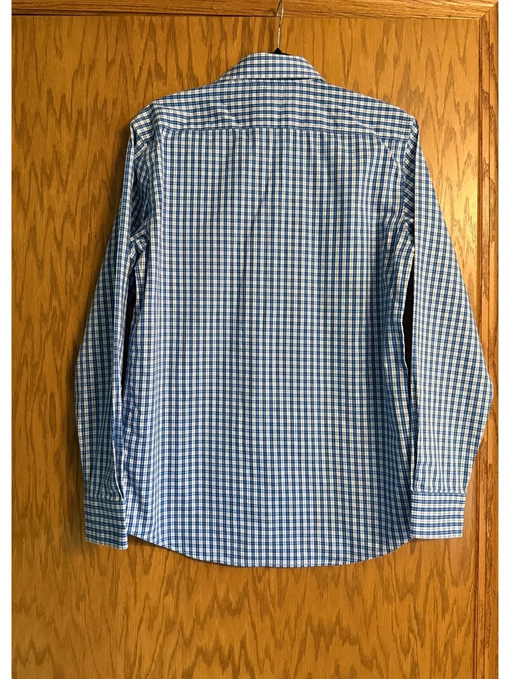 Banana Republic Men’s Standard Fit Non-Iron 100% Cotton Blue Check Shirt Size S